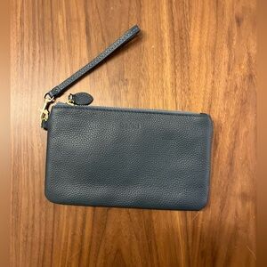 Blue Leather Wristlet Wallet